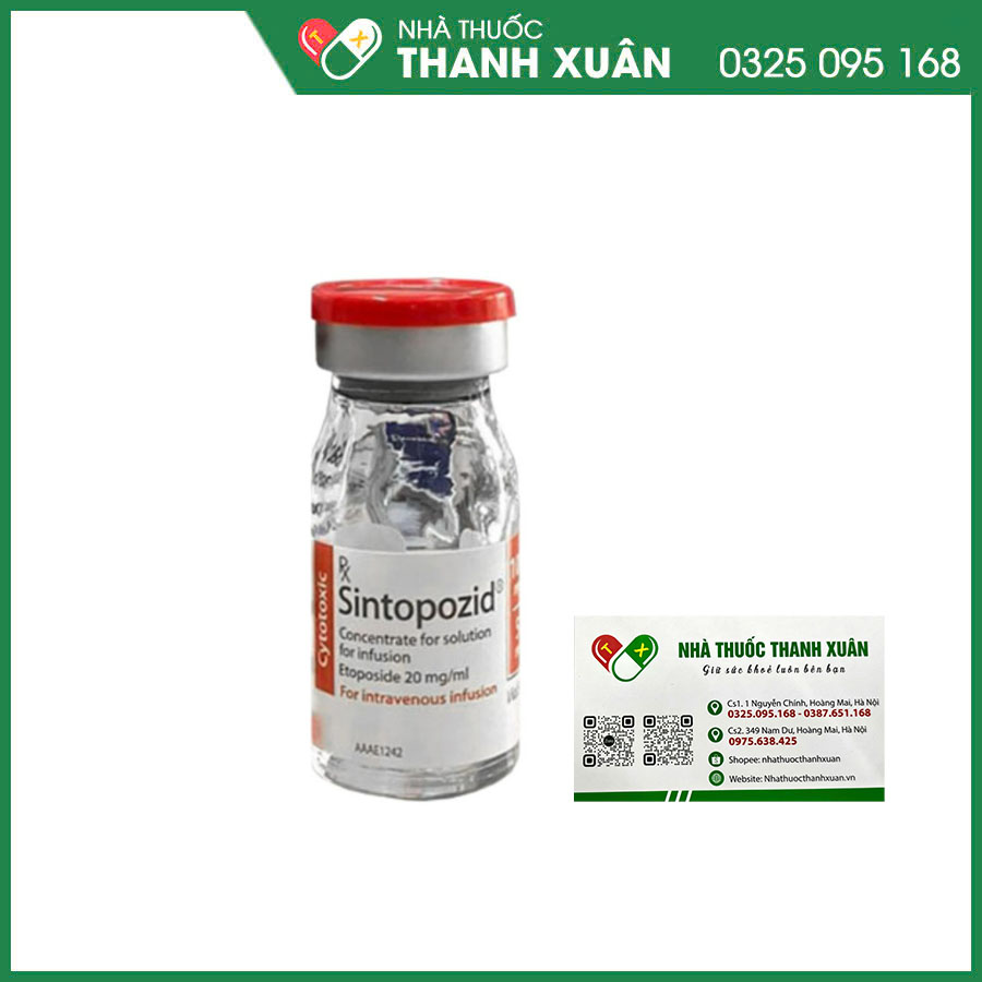 Sintopozid thuốc điều trị ung thư phổi, u nguyên bào tinh hoàn, bệnh bạch cầu cấp tính, bệnh u lympho ác tính Hodgkin và không Hodgkin, bệnh bạch cầu tủy xương cấp tính